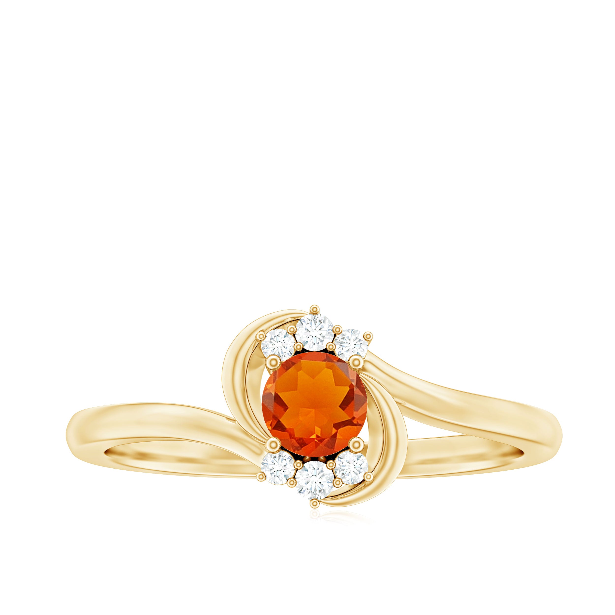 1/4 Ct Fire Opal and Diamond Bypass Promise Ring Fire Opal - ( AAA ) - Quality - Rosec Jewels