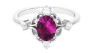 1.75 CT Oval Shape Rhodolite and Diamond Cocktail Ring Rhodolite - ( AAA ) - Quality - Rosec Jewels