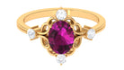 1.75 CT Oval Shape Rhodolite and Diamond Cocktail Ring Rhodolite - ( AAA ) - Quality - Rosec Jewels