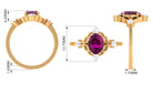 1.75 CT Oval Shape Rhodolite and Diamond Cocktail Ring Rhodolite - ( AAA ) - Quality - Rosec Jewels