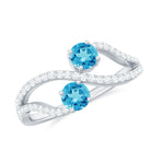 3/4 CT Minimal Swiss Blue Topaz and Diamond Engagement Ring Swiss Blue Topaz - ( AAA ) - Quality - Rosec Jewels