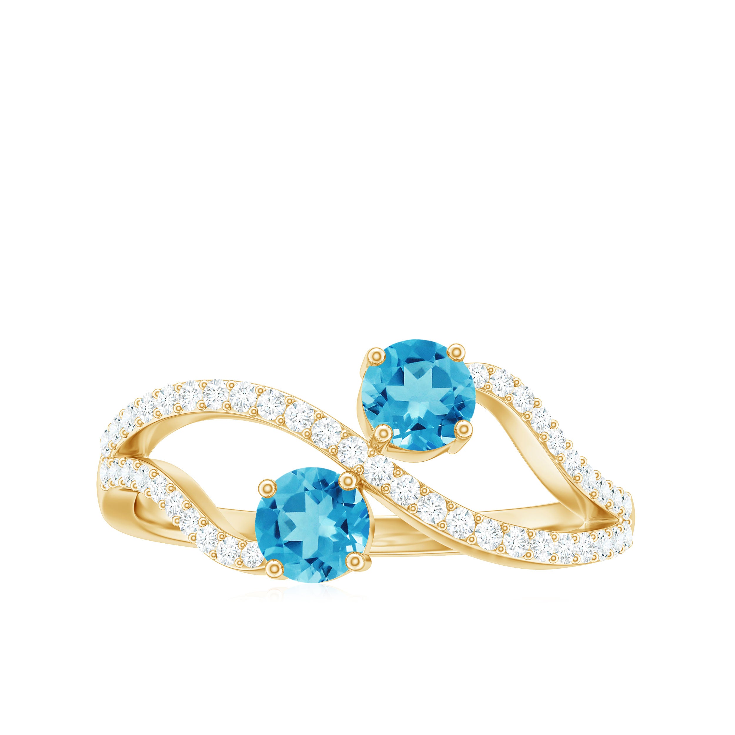 3/4 CT Minimal Swiss Blue Topaz and Diamond Engagement Ring Swiss Blue Topaz - ( AAA ) - Quality - Rosec Jewels