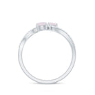 3/4 CT Minimal Rose Quartz and Diamond Engagement Ring Rose Quartz - ( AAA ) - Quality - Rosec Jewels