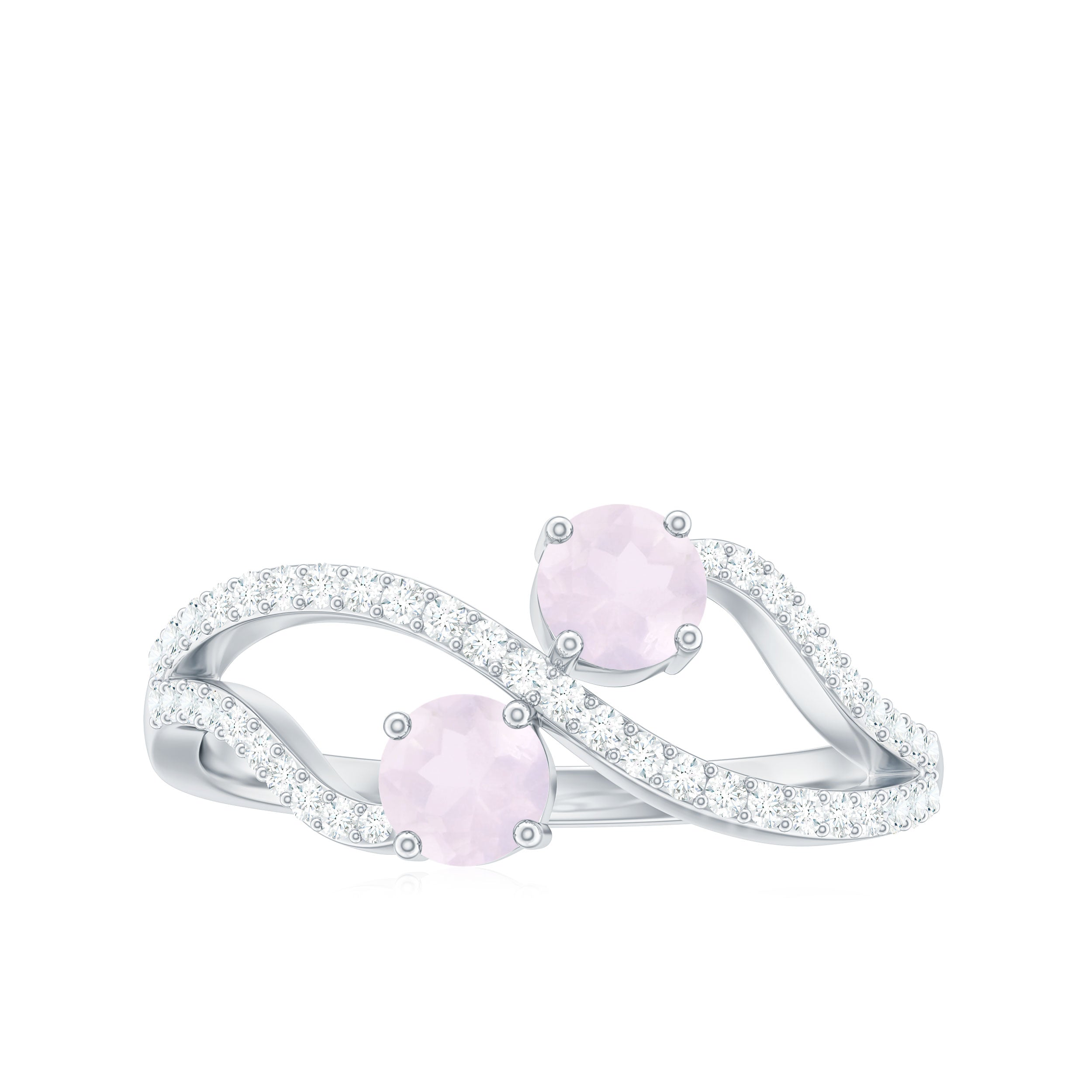 3/4 CT Minimal Rose Quartz and Diamond Engagement Ring Rose Quartz - ( AAA ) - Quality - Rosec Jewels