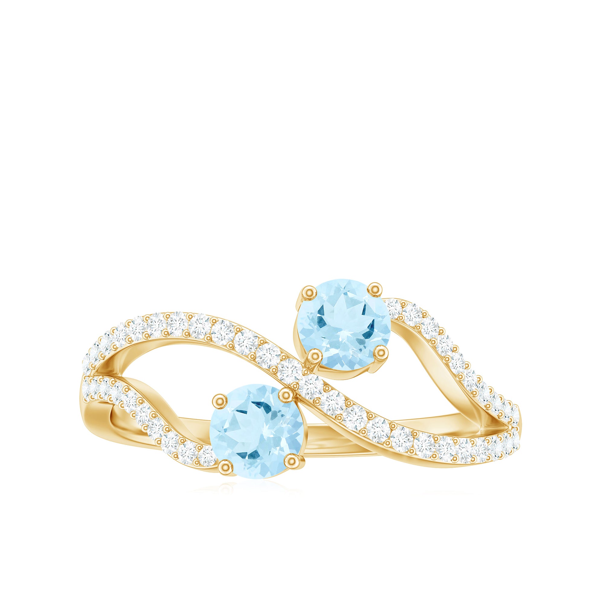 1 CT Minimal Aquamarine and Diamond Engagement Ring Aquamarine - ( AAA ) - Quality - Rosec Jewels