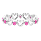 Natural Pink Sapphire Open Heart Eternity Band Ring Pink Sapphire - ( AAA ) - Quality - Rosec Jewels