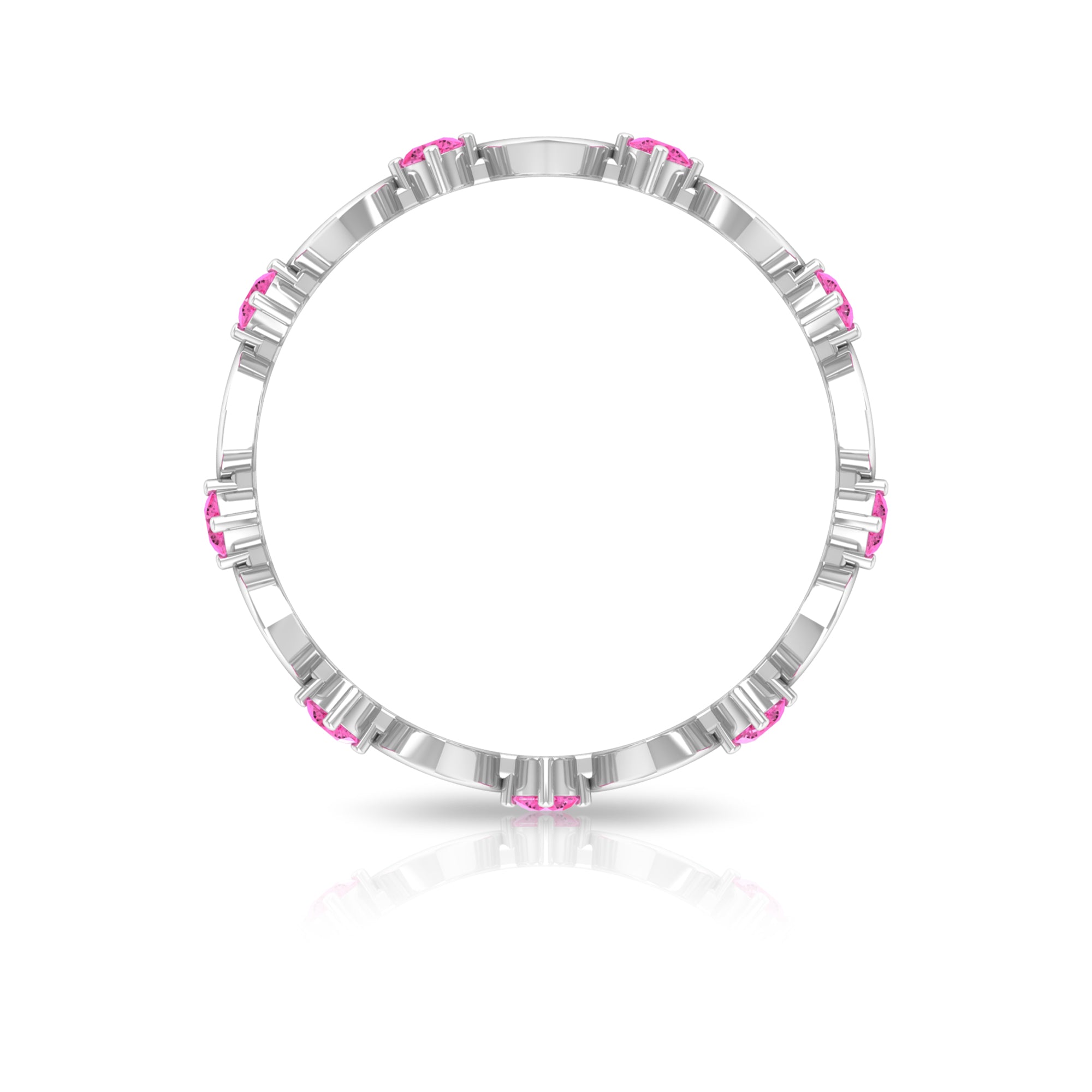 Natural Pink Sapphire Open Heart Eternity Band Ring Pink Sapphire - ( AAA ) - Quality - Rosec Jewels