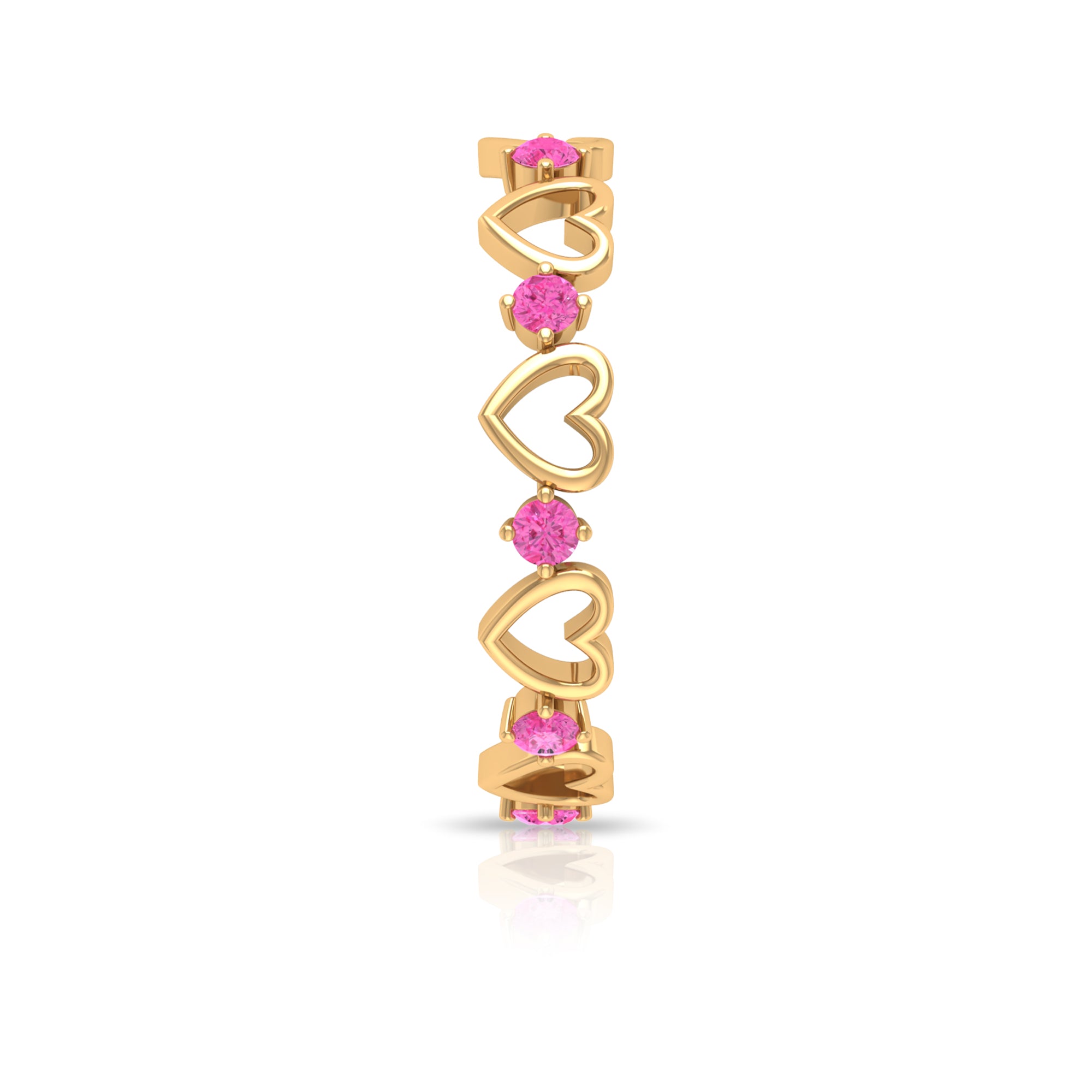 Natural Pink Sapphire Open Heart Eternity Band Ring Pink Sapphire - ( AAA ) - Quality - Rosec Jewels