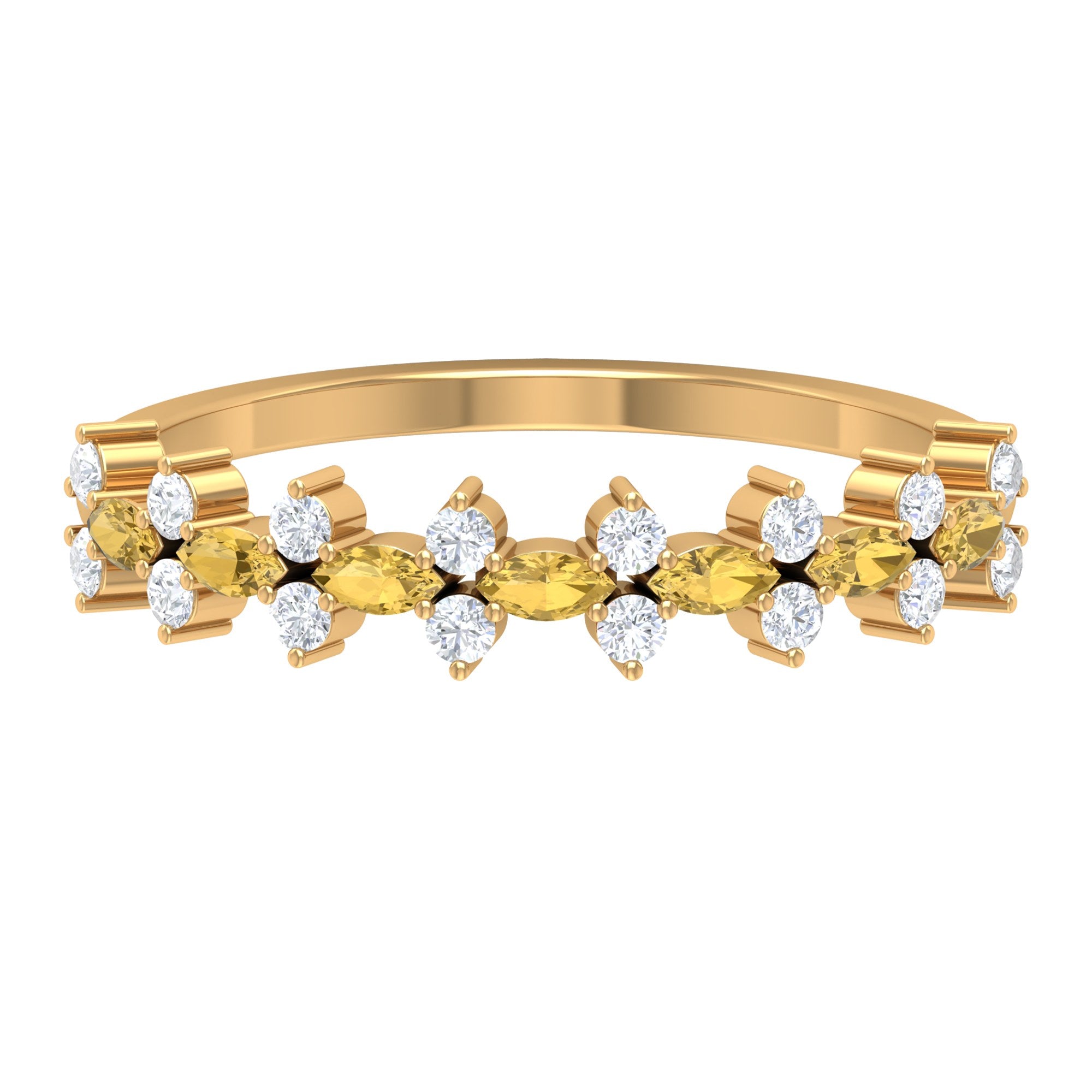 1/2 CT Classic Marquise Citrine and Diamond Half Eternity Ring Citrine - ( AAA ) - Quality - Rosec Jewels