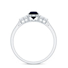 Pear Shaped Blue Sapphire Solitaire Ring with Diamond Trio Blue Sapphire - ( AAA ) - Quality - Rosec Jewels