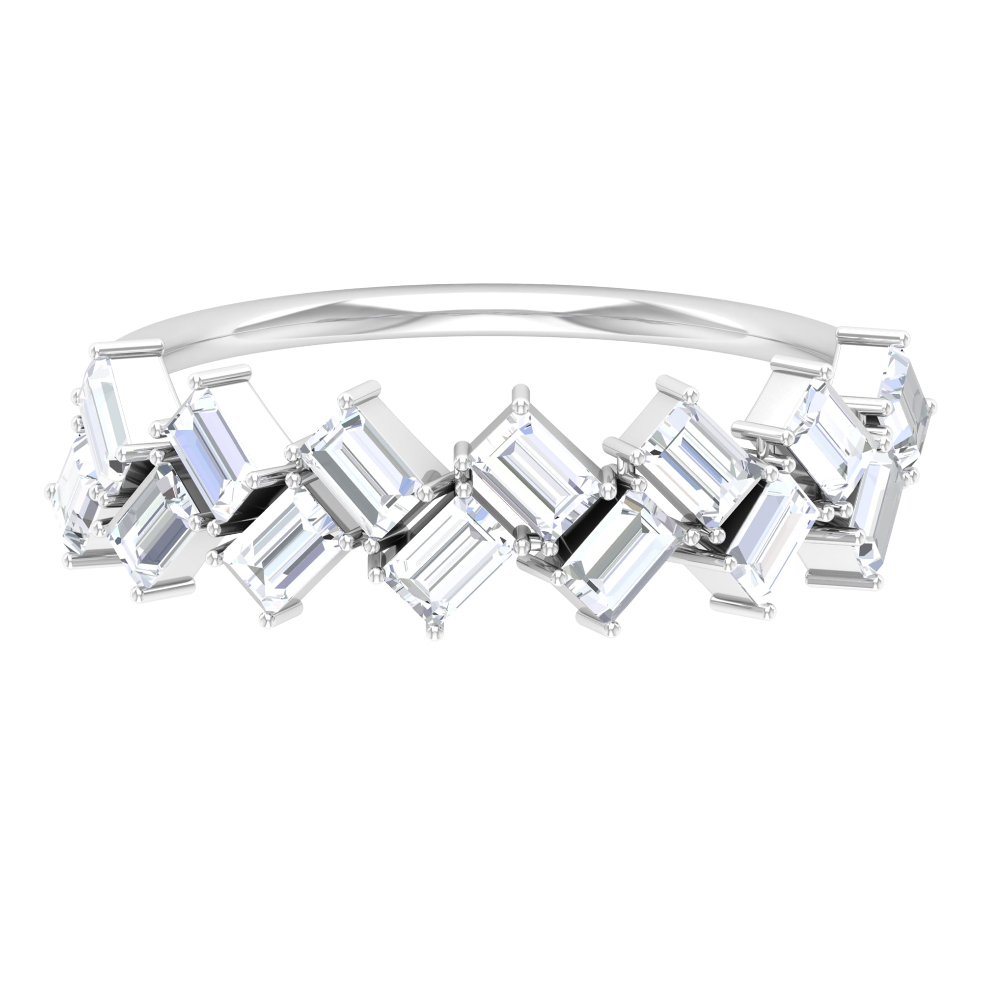 3/4 CT Baguette Cut Moissanite Braided Half Eternity Ring Moissanite - ( D-VS1 ) - Color and Clarity - Rosec Jewels