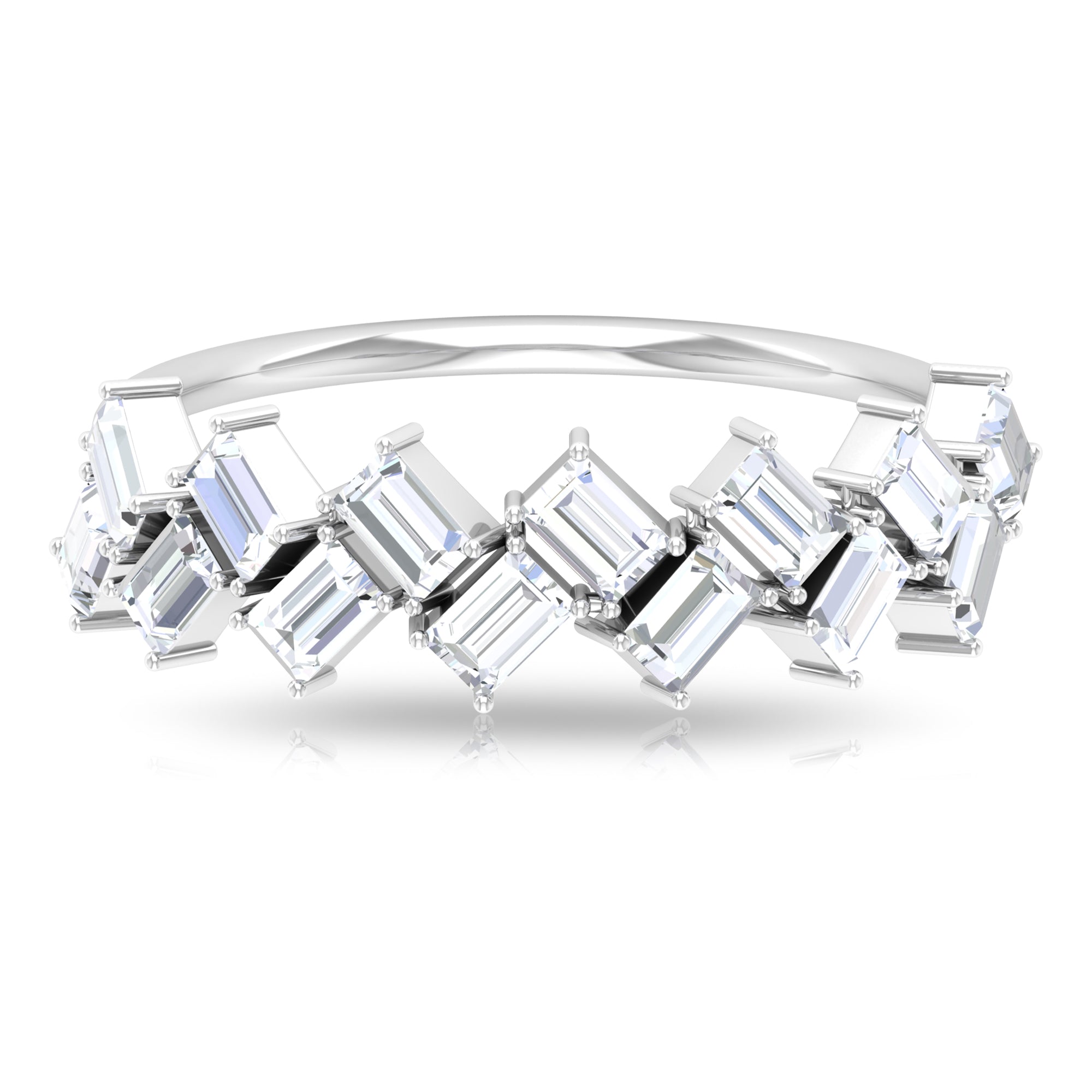 3/4 CT Baguette Cut Moissanite Braided Half Eternity Ring Moissanite - ( D-VS1 ) - Color and Clarity - Rosec Jewels