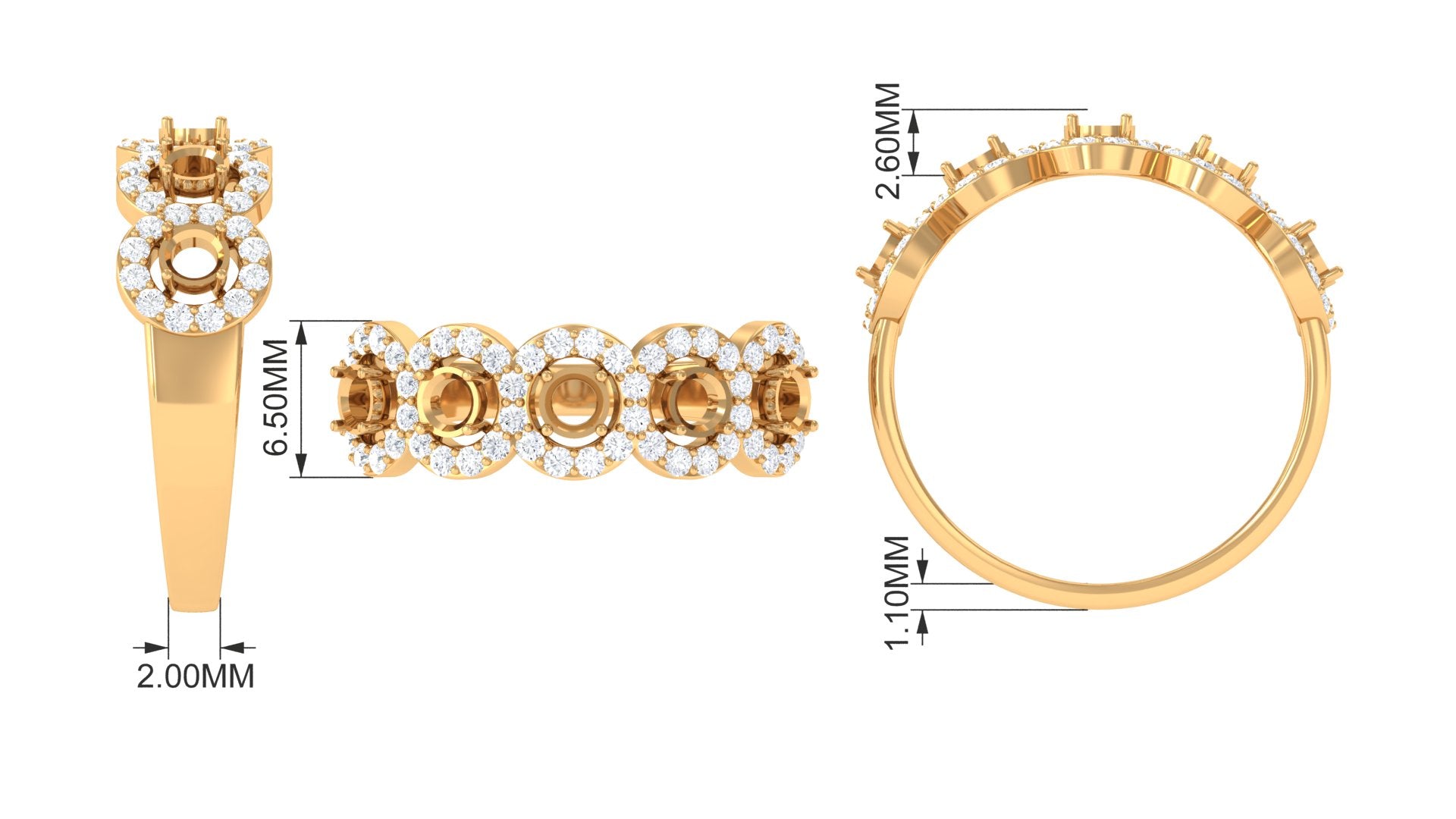 Certified Citrine and Diamond Classic Halo Half Eternity Band Ring Citrine - ( AAA ) - Quality - Rosec Jewels