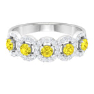 1.50 CT Round Shape Yellow Sapphire and Diamond Halo Classic Half Eternity Ring Yellow Sapphire - ( AAA ) - Quality - Rosec Jewels