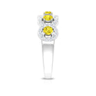 1.50 CT Round Shape Yellow Sapphire and Diamond Halo Classic Half Eternity Ring Yellow Sapphire - ( AAA ) - Quality - Rosec Jewels