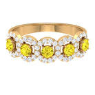 1.50 CT Round Shape Yellow Sapphire and Diamond Halo Classic Half Eternity Ring Yellow Sapphire - ( AAA ) - Quality - Rosec Jewels