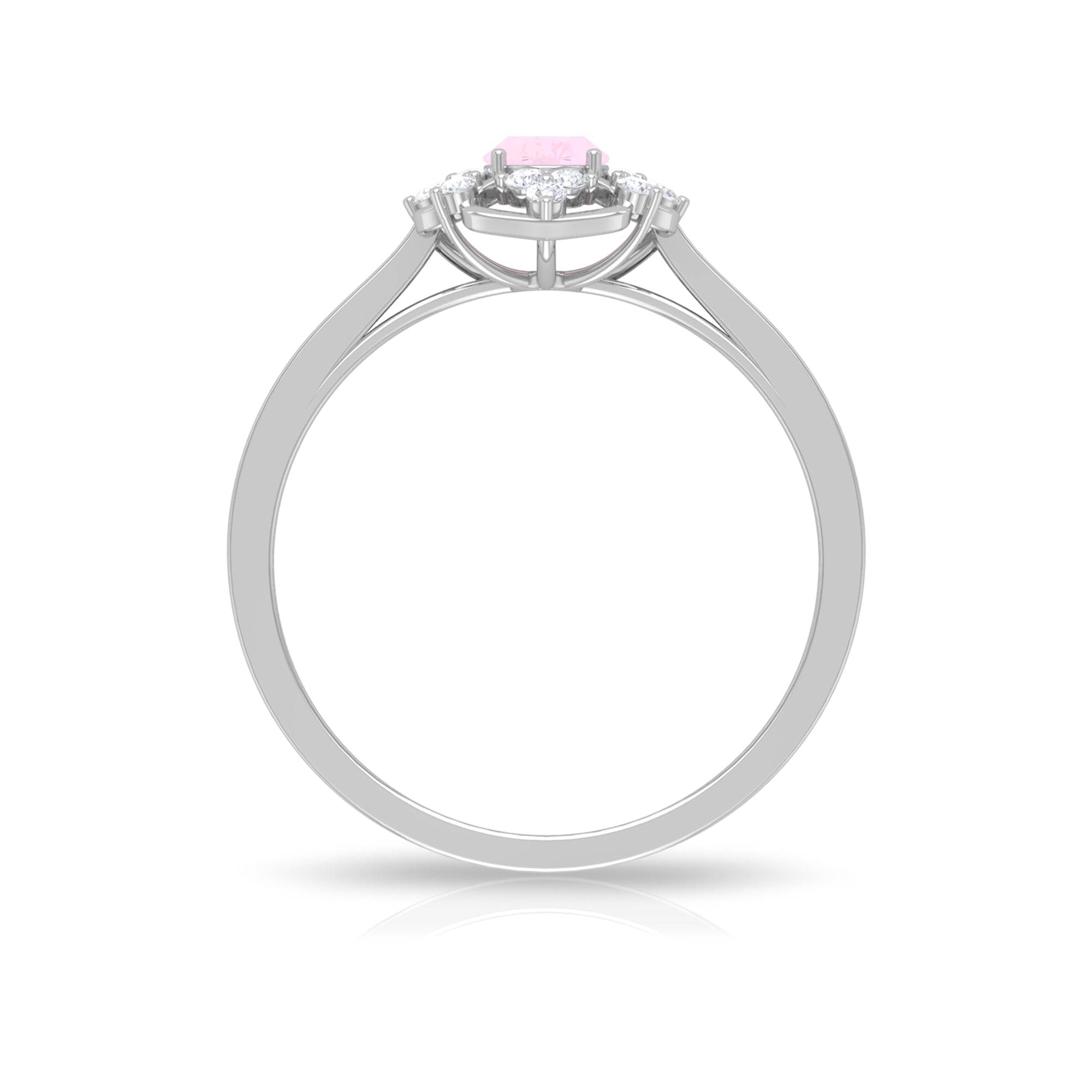 3/4 CT Estate Rose Quartz and Diamond Engagement Ring Rose Quartz - ( AAA ) - Quality - Rosec Jewels