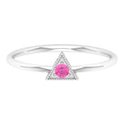 Triangle Shape Ring with Pink Sapphire and Milgrain Detailing Pink Sapphire - ( AAA ) - Quality - Rosec Jewels