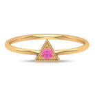 Triangle Shape Ring with Pink Sapphire and Milgrain Detailing Pink Sapphire - ( AAA ) - Quality - Rosec Jewels