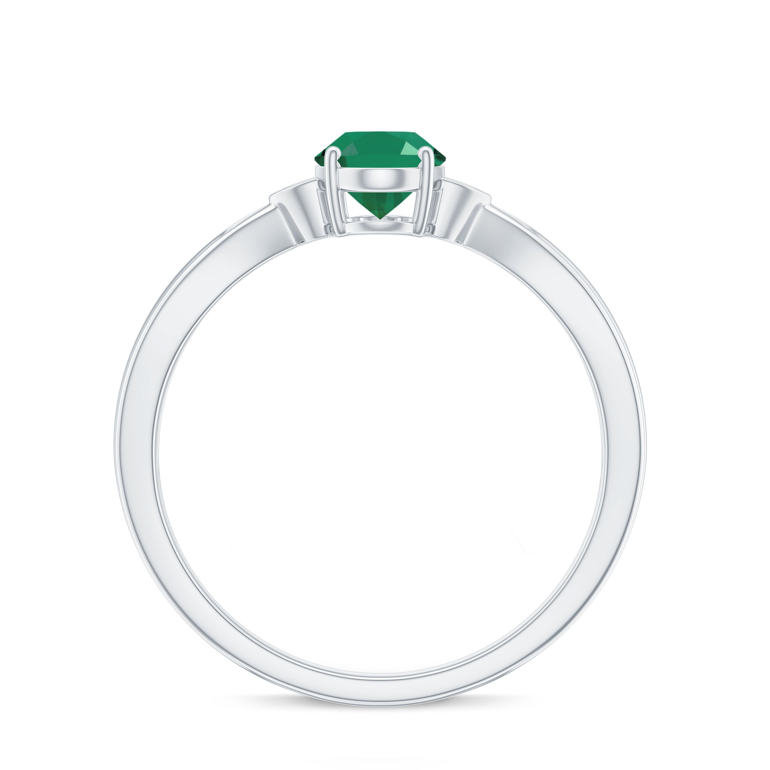 Oval Cut Real Emerald Solitaire Ring with Diamond Emerald - ( AAA ) - Quality - Rosec Jewels