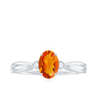 3/4 CT Oval Shape Fire Opal Engagement Ring with Diamond Fire Opal - ( AAA ) - Quality - Rosec Jewels