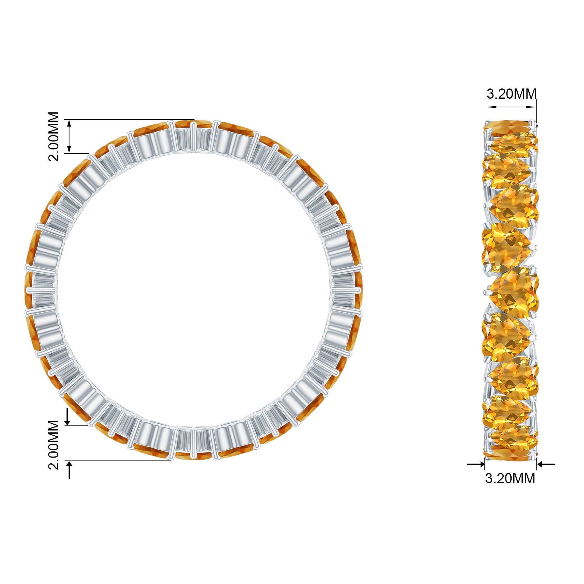 Heart Citrine Eternity Ring in Claw Setting Citrine - ( AAA ) - Quality - Rosec Jewels