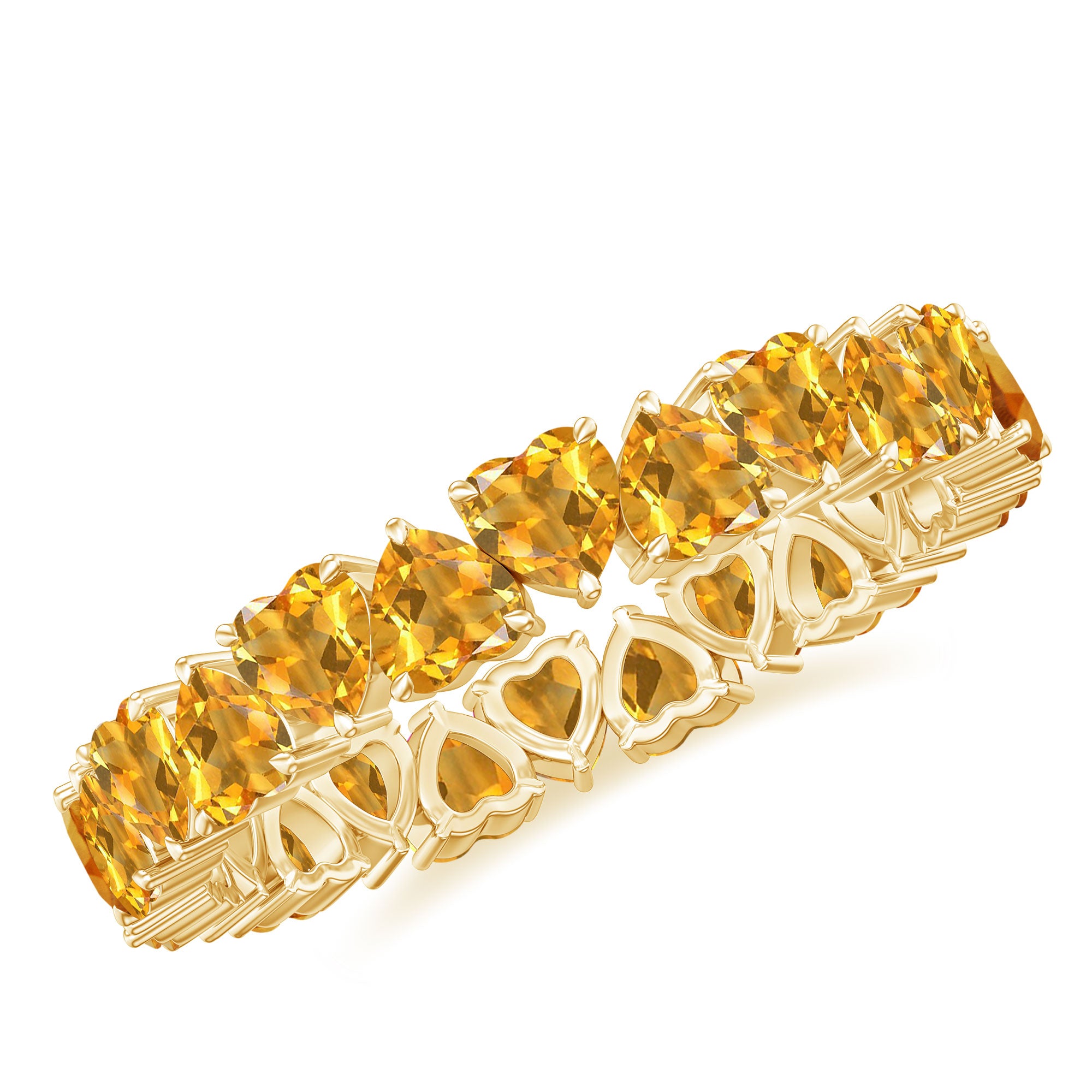 Heart Citrine Eternity Ring in Claw Setting Citrine - ( AAA ) - Quality - Rosec Jewels