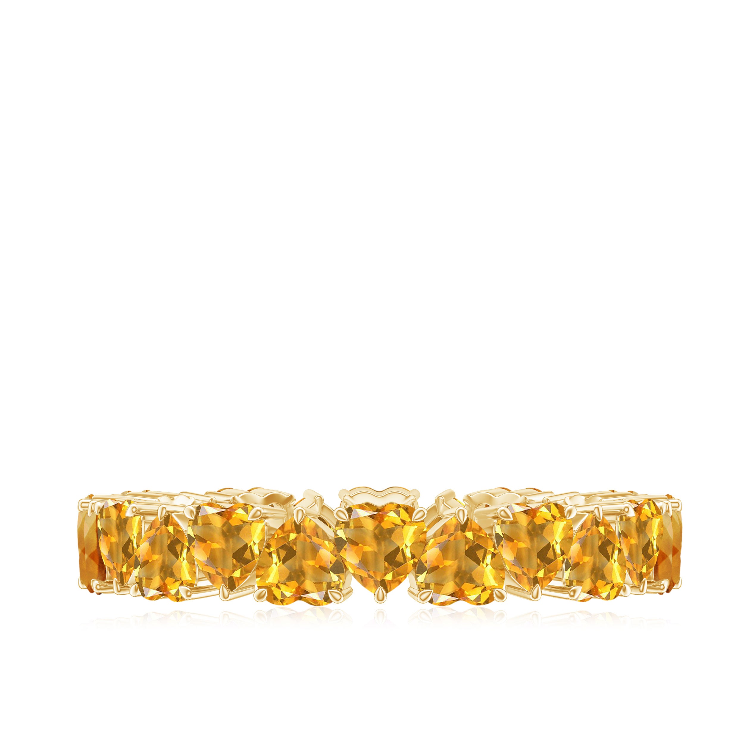 Heart Citrine Eternity Ring in Claw Setting Citrine - ( AAA ) - Quality - Rosec Jewels