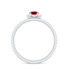 Minimal Lab Grown Ruby Engagement Ring with Diamond Accent Lab Created Ruby - ( AAAA ) - Quality - Rosec Jewels