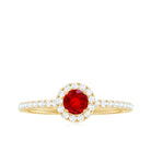 Minimal Lab Grown Ruby Engagement Ring with Diamond Accent Lab Created Ruby - ( AAAA ) - Quality - Rosec Jewels