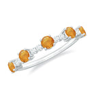 0.75 CT Orange Sapphire and Diamond Semi Eternity Gold Ring Orange Sapphire - ( AAA ) - Quality - Rosec Jewels