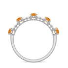 0.75 CT Orange Sapphire and Diamond Semi Eternity Gold Ring Orange Sapphire - ( AAA ) - Quality - Rosec Jewels