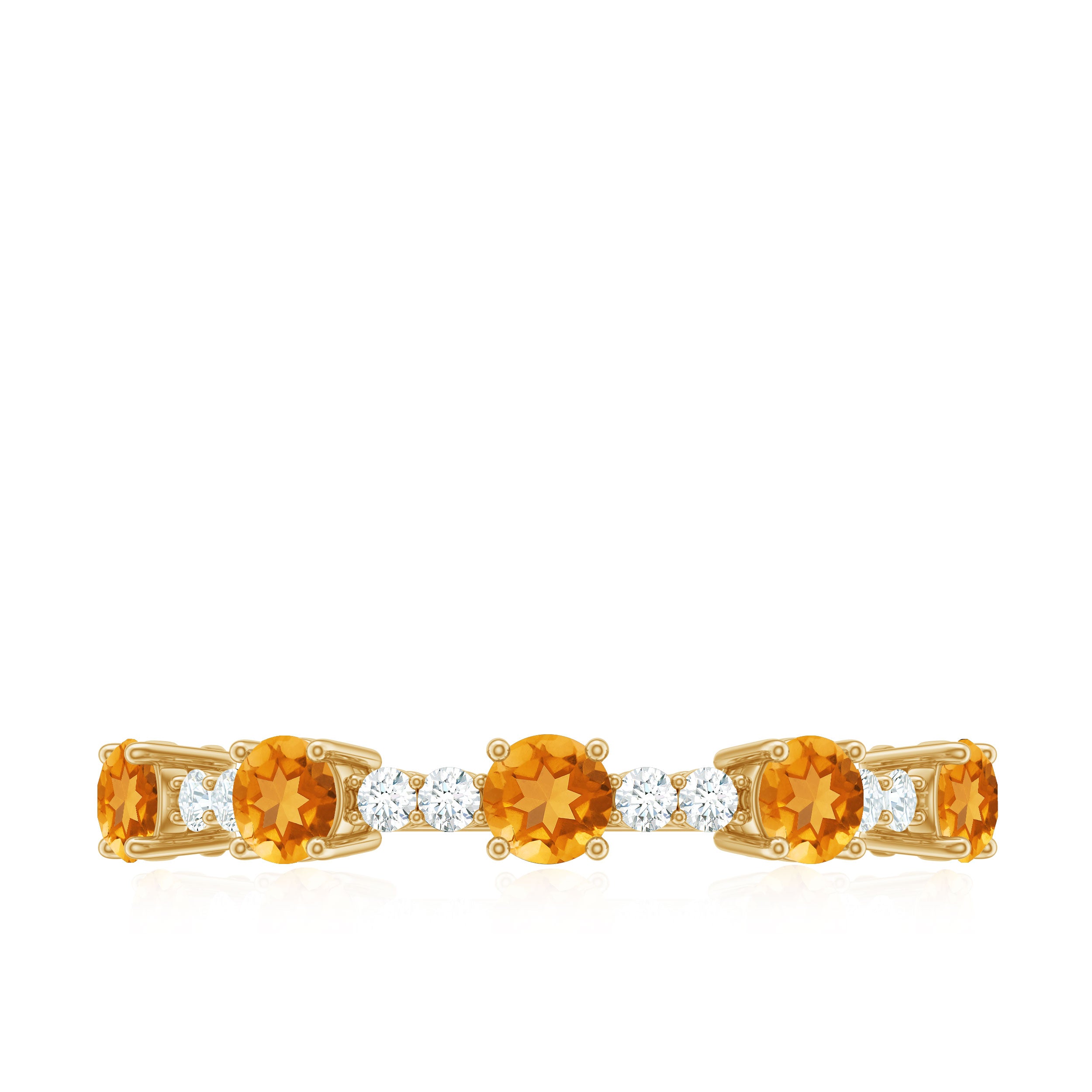 3/4 CT Citrine and Diamond Minimal Stackable Gold Ring Citrine - ( AAA ) - Quality - Rosec Jewels