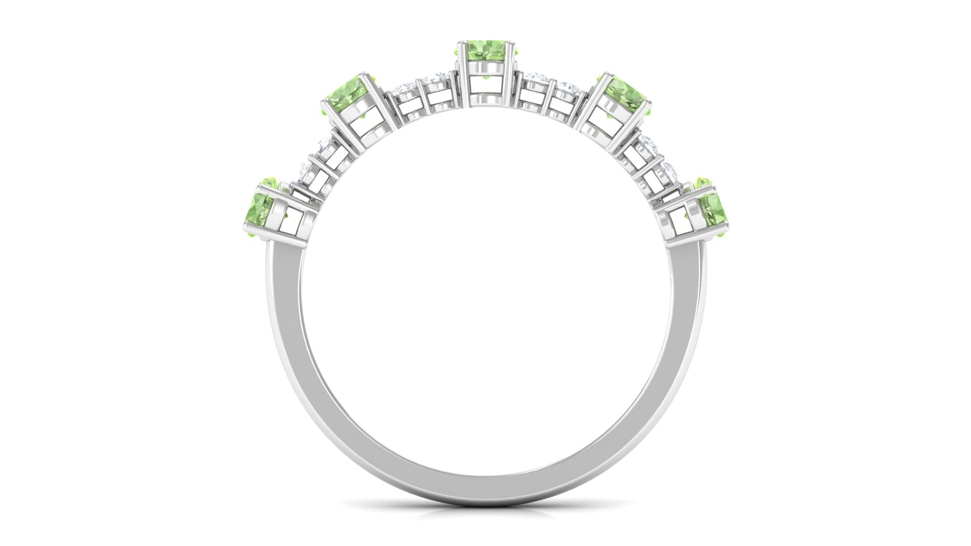 3/4 CT Green Sapphire and Diamond Minimal Stackable Ring Green Sapphire - ( AAA ) - Quality - Rosec Jewels