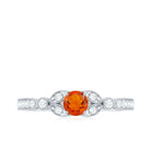 Minimal Fire Opal and Diamond Promise Ring Fire Opal - ( AAA ) - Quality - Rosec Jewels