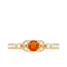 Minimal Fire Opal and Diamond Promise Ring Fire Opal - ( AAA ) - Quality - Rosec Jewels