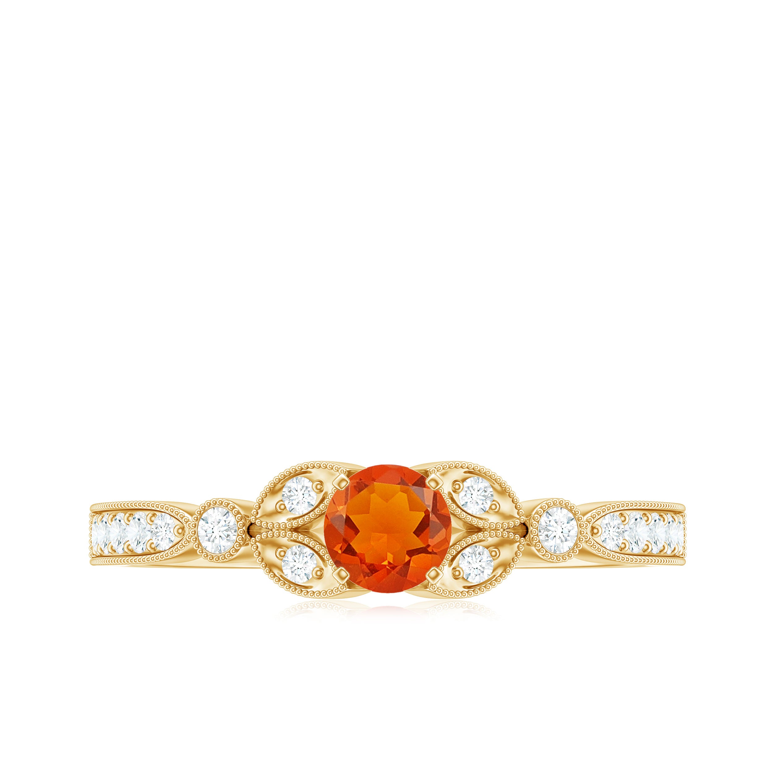 Minimal Fire Opal and Diamond Promise Ring Fire Opal - ( AAA ) - Quality - Rosec Jewels