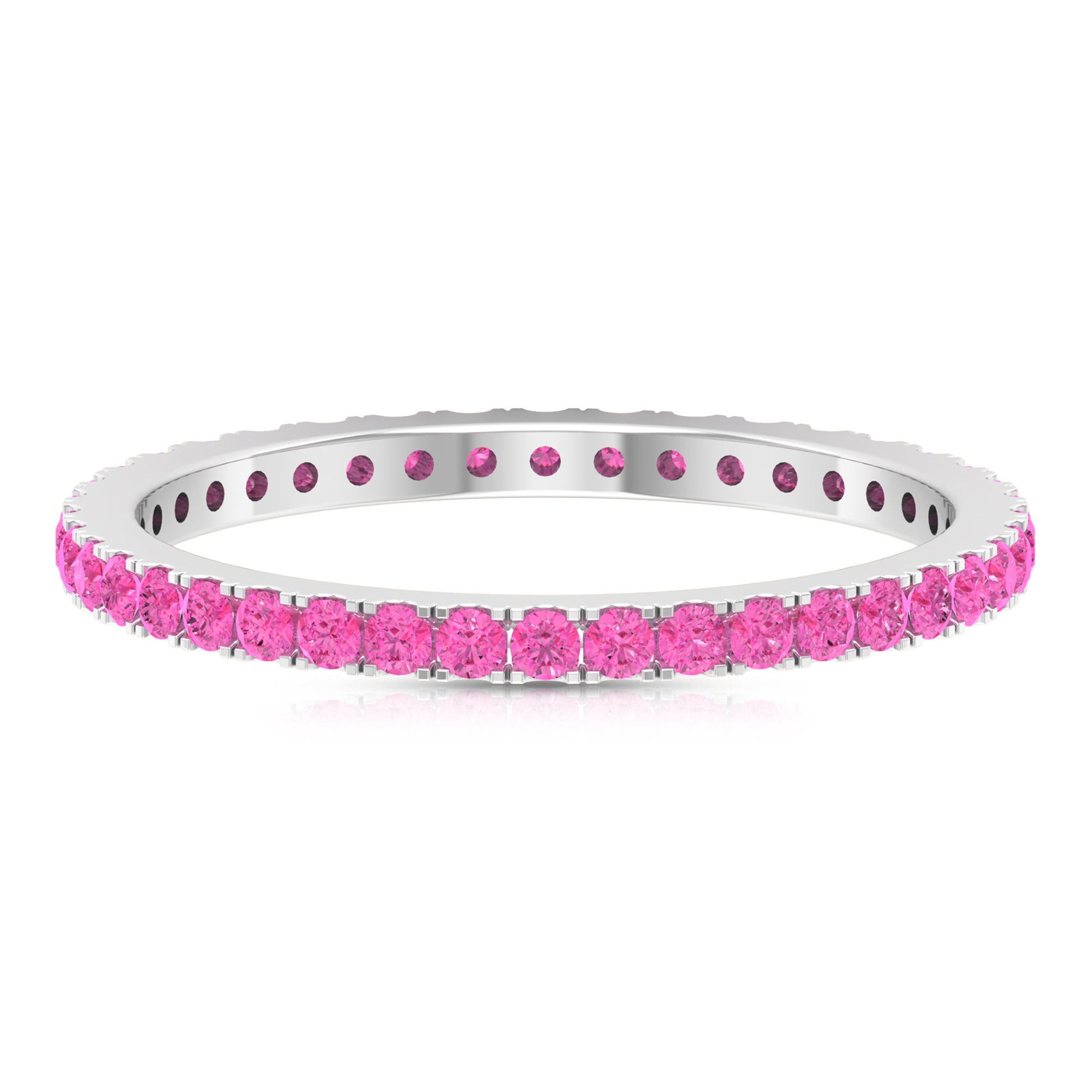 2 CT French Pave Set Pink Sapphire Stackable Full Eternity Ring Pink Sapphire - ( AAA ) - Quality - Rosec Jewels