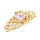 1/2 CT Floral Inspired Rose Quartz and Diamond Engagement Ring Rose Quartz - ( AAA ) - Quality - Rosec Jewels