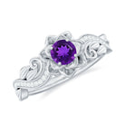 1/2 CT Floral Inspired Amethyst and Diamond Engagement Ring Amethyst - ( AAA ) - Quality - Rosec Jewels