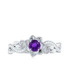 1/2 CT Floral Inspired Amethyst and Diamond Engagement Ring Amethyst - ( AAA ) - Quality - Rosec Jewels