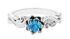 1/2 CT Floral Inspired Swiss Blue Topaz and Diamond Engagement Ring Swiss Blue Topaz - ( AAA ) - Quality - Rosec Jewels