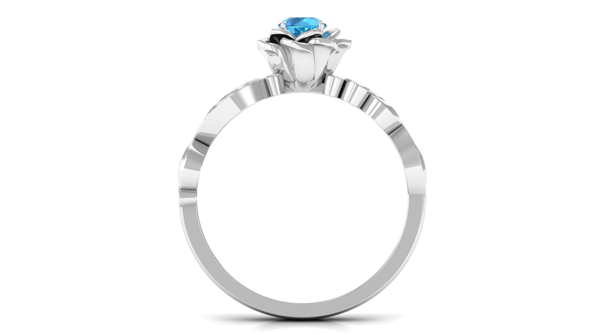 1/2 CT Floral Inspired Swiss Blue Topaz and Diamond Engagement Ring Swiss Blue Topaz - ( AAA ) - Quality - Rosec Jewels