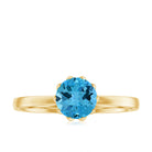 1 CT Swiss Blue Topaz Solitaire Ring in Lotus Basket Setting Swiss Blue Topaz - ( AAA ) - Quality - Rosec Jewels