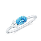 Oval Cut Swiss Blue Topaz Promise Ring with Diamond Trio Swiss Blue Topaz - ( AAA ) - Quality - Rosec Jewels