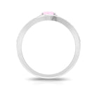 3/4 CT Round Shape Rose Quartz Solitaire Ring with Diamond Side Stones Rose Quartz - ( AAA ) - Quality - Rosec Jewels