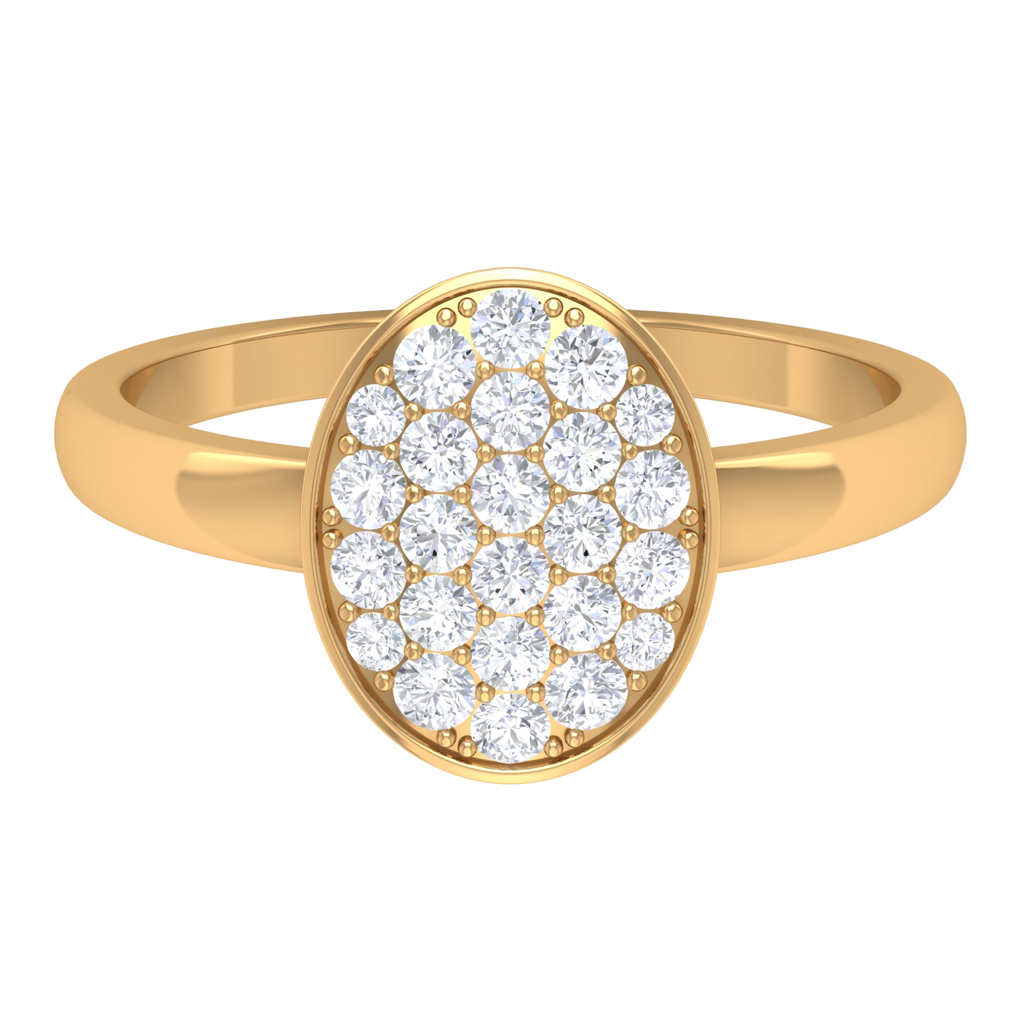 Moissanite Oval Cluster Engagement Ring in Gold Moissanite - ( D-VS1 ) - Color and Clarity - Rosec Jewels