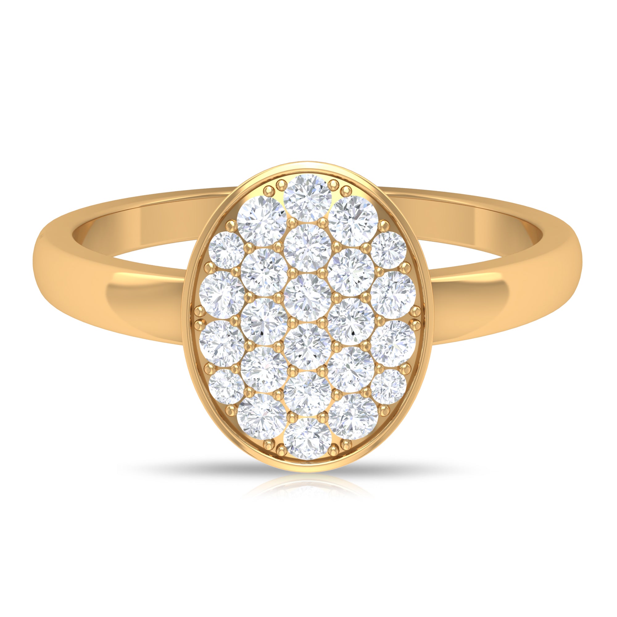 Moissanite Oval Cluster Engagement Ring in Gold Moissanite - ( D-VS1 ) - Color and Clarity - Rosec Jewels