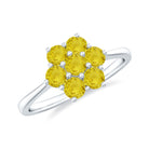 1 CT Round Shape Yellow Sapphire Cluster Flower Ring Yellow Sapphire - ( AAA ) - Quality - Rosec Jewels