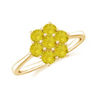 1 CT Round Shape Yellow Sapphire Cluster Flower Ring Yellow Sapphire - ( AAA ) - Quality - Rosec Jewels